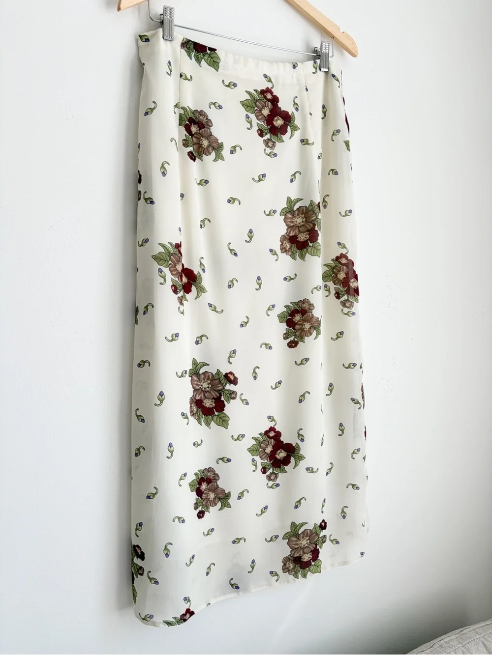 Vintage AGMIR Ivory Floral Maxi Skirt - Handcrafted in Poland - Size M (EU 40) - Picture 2 of 9